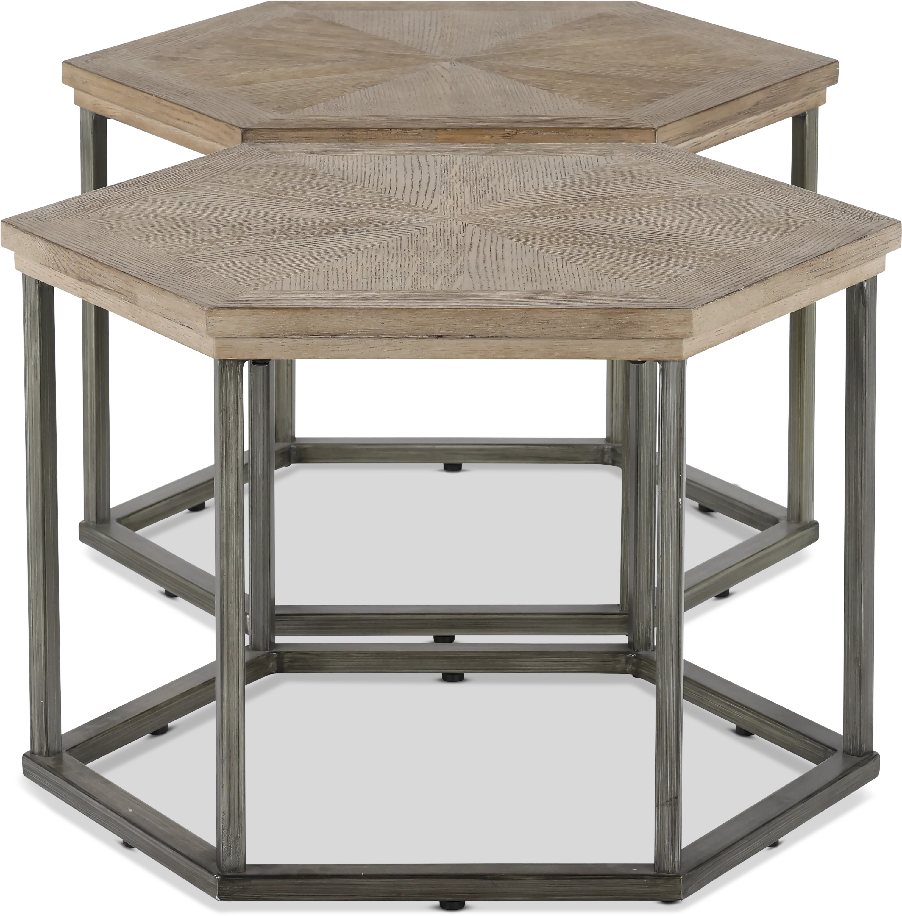 Addison Cove Ash Blonde and Metal 2 Piece Coffee Table Pair-4