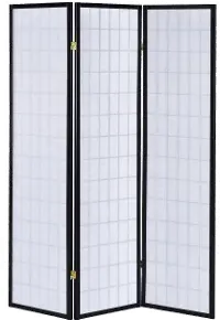 Black and White Transitional 3 Panel Folding Screen - Alberto
