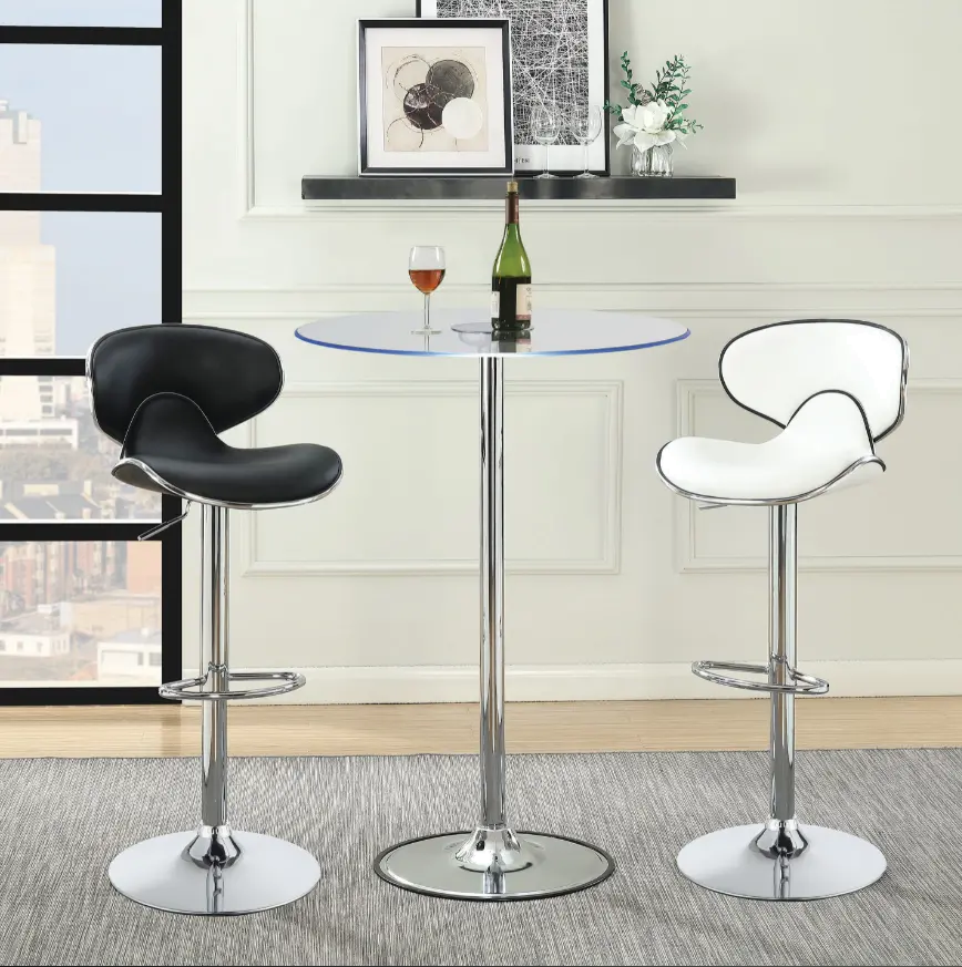 LED Light Up Chrome and Glass Bar Table - Braden-2