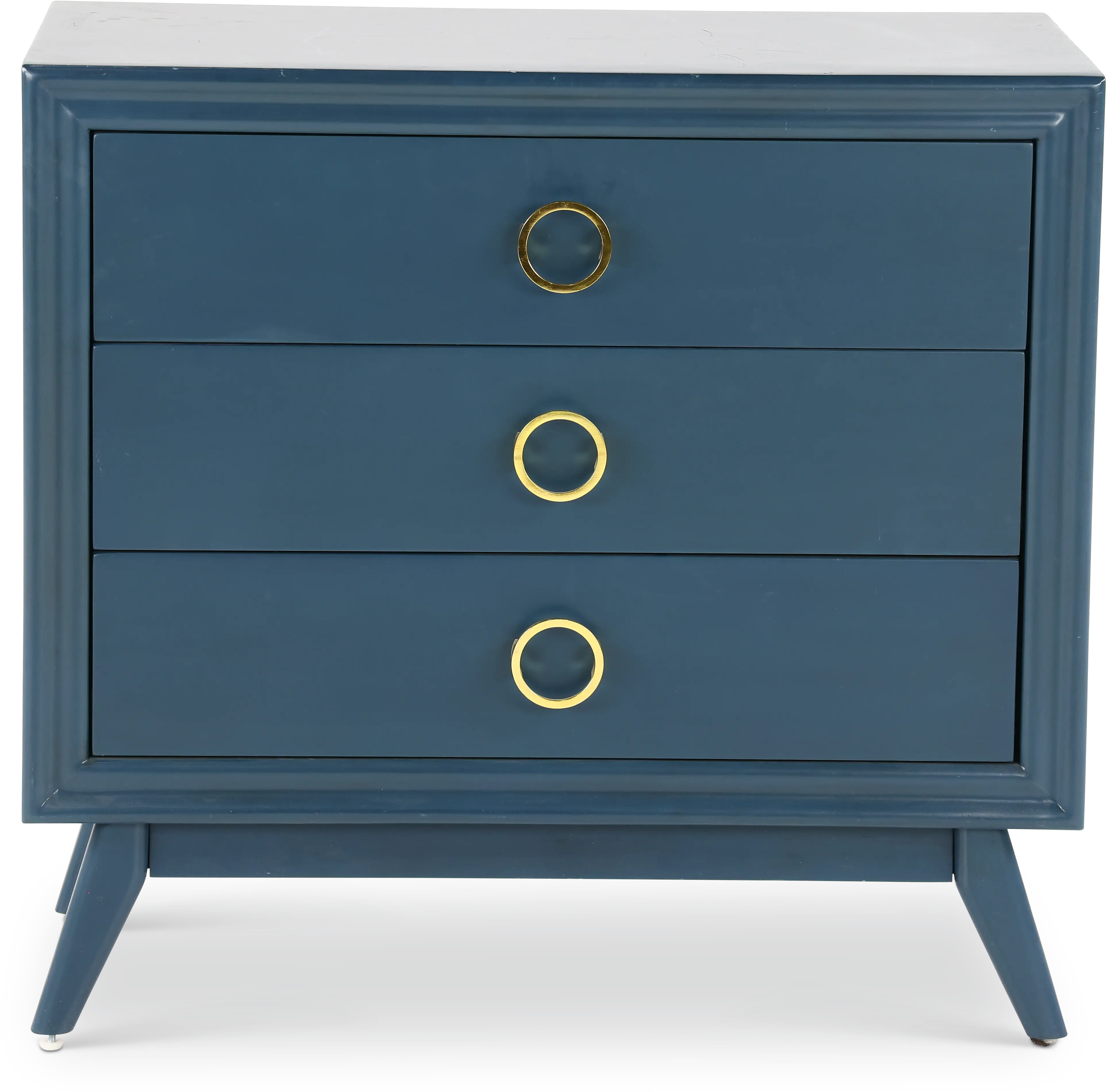 Pomeroy Indigo Blue 3 Drawer Chest with Gold Hardware-1