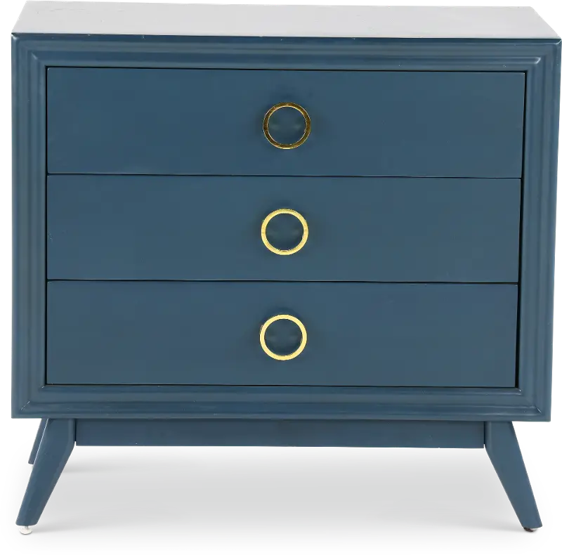 Pomeroy Indigo Blue 3 Drawer Chest with Gold Hardware