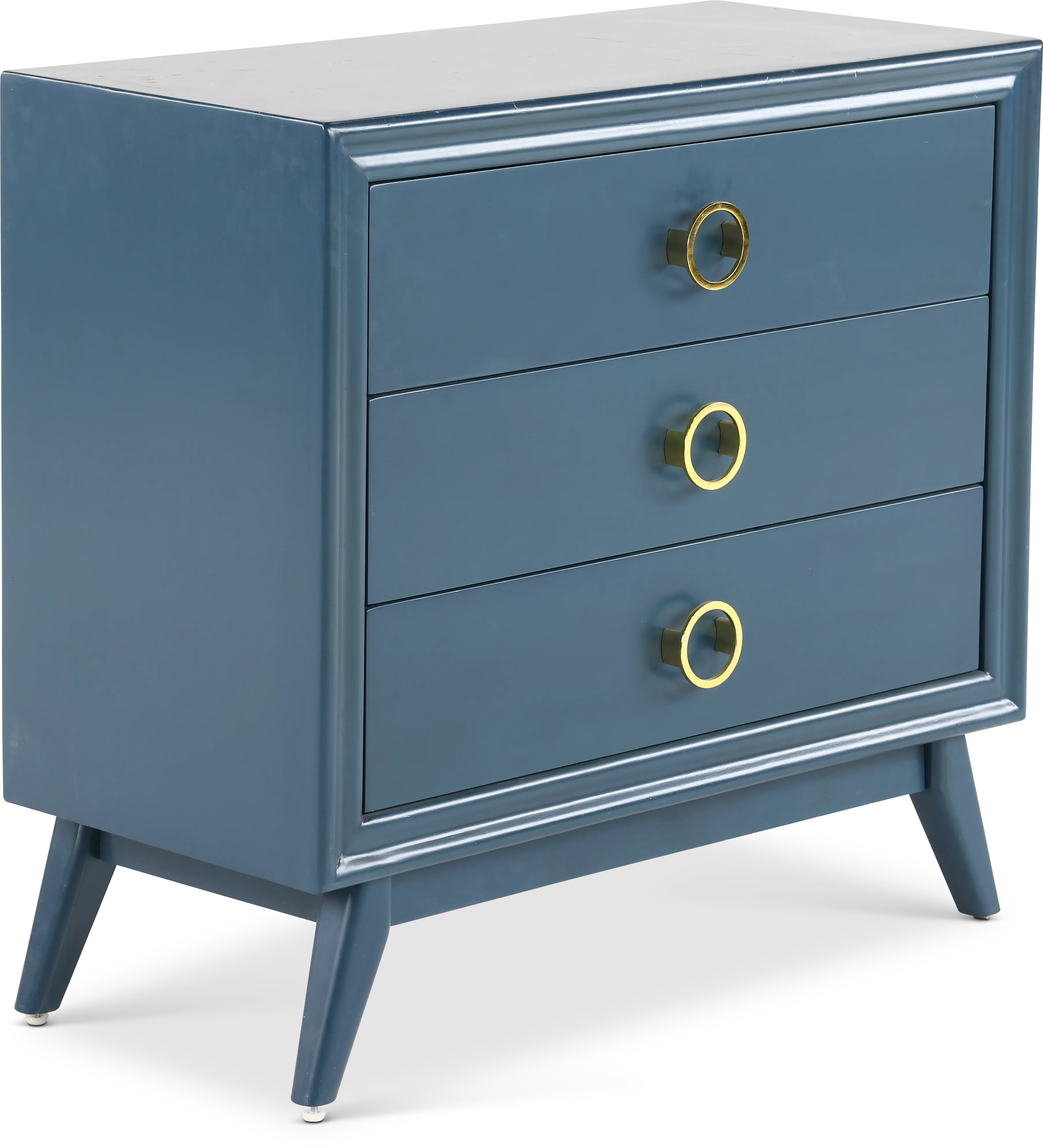 Pomeroy Indigo Blue 3 Drawer Chest with Gold Hardware-2