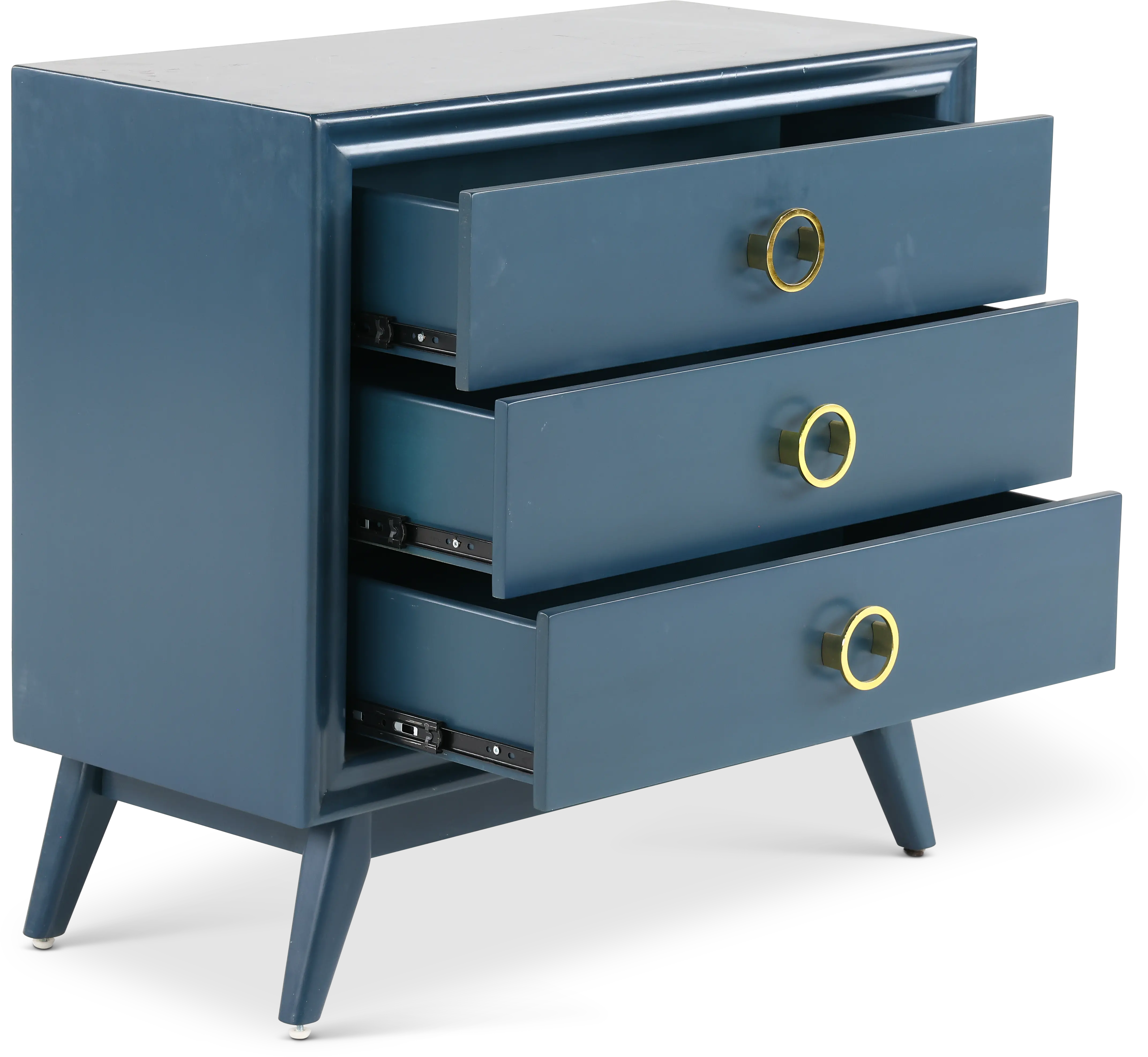 Pomeroy Indigo Blue 3 Drawer Chest with Gold Hardware-5