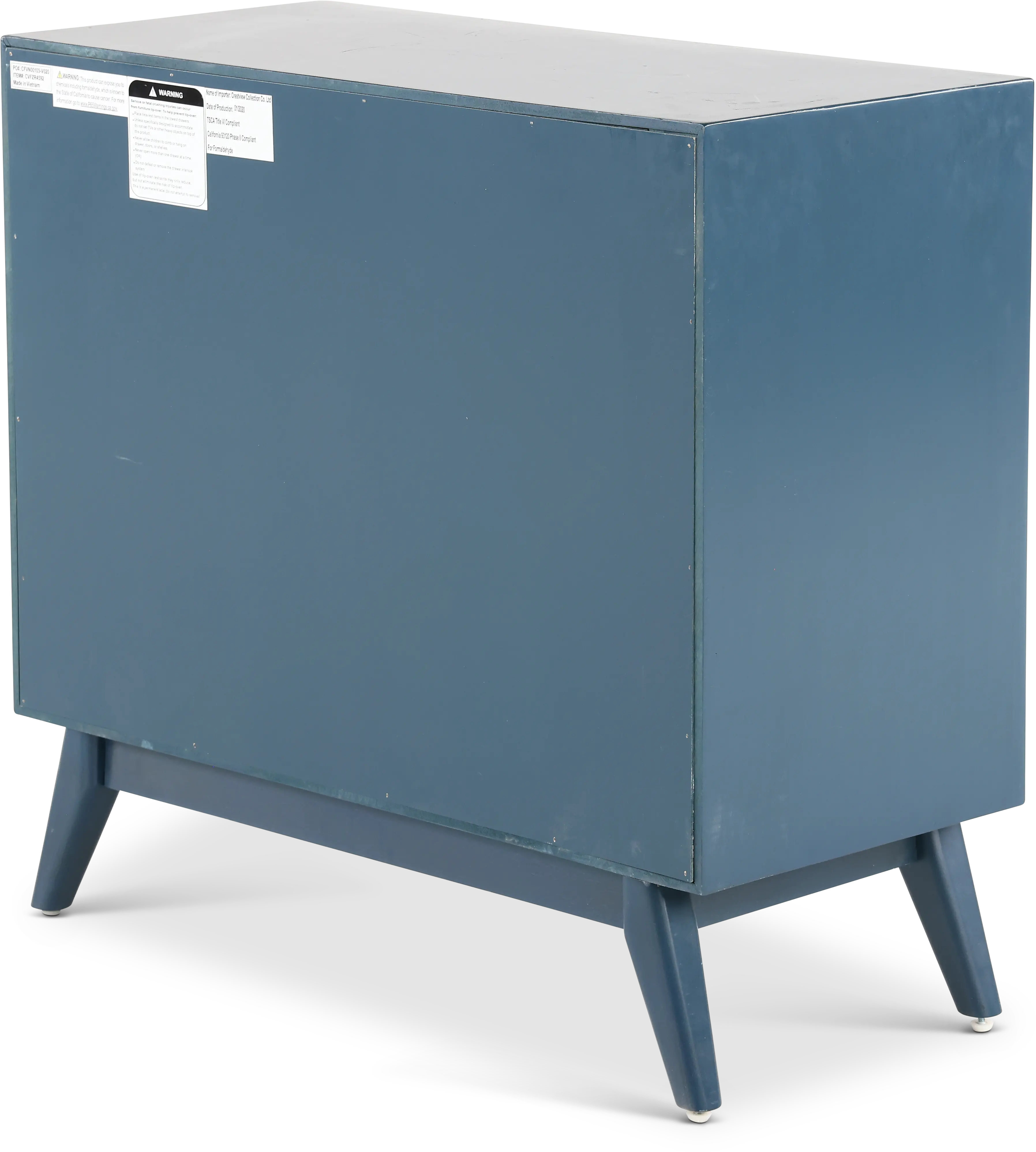 Pomeroy Indigo Blue 3 Drawer Chest with Gold Hardware-6
