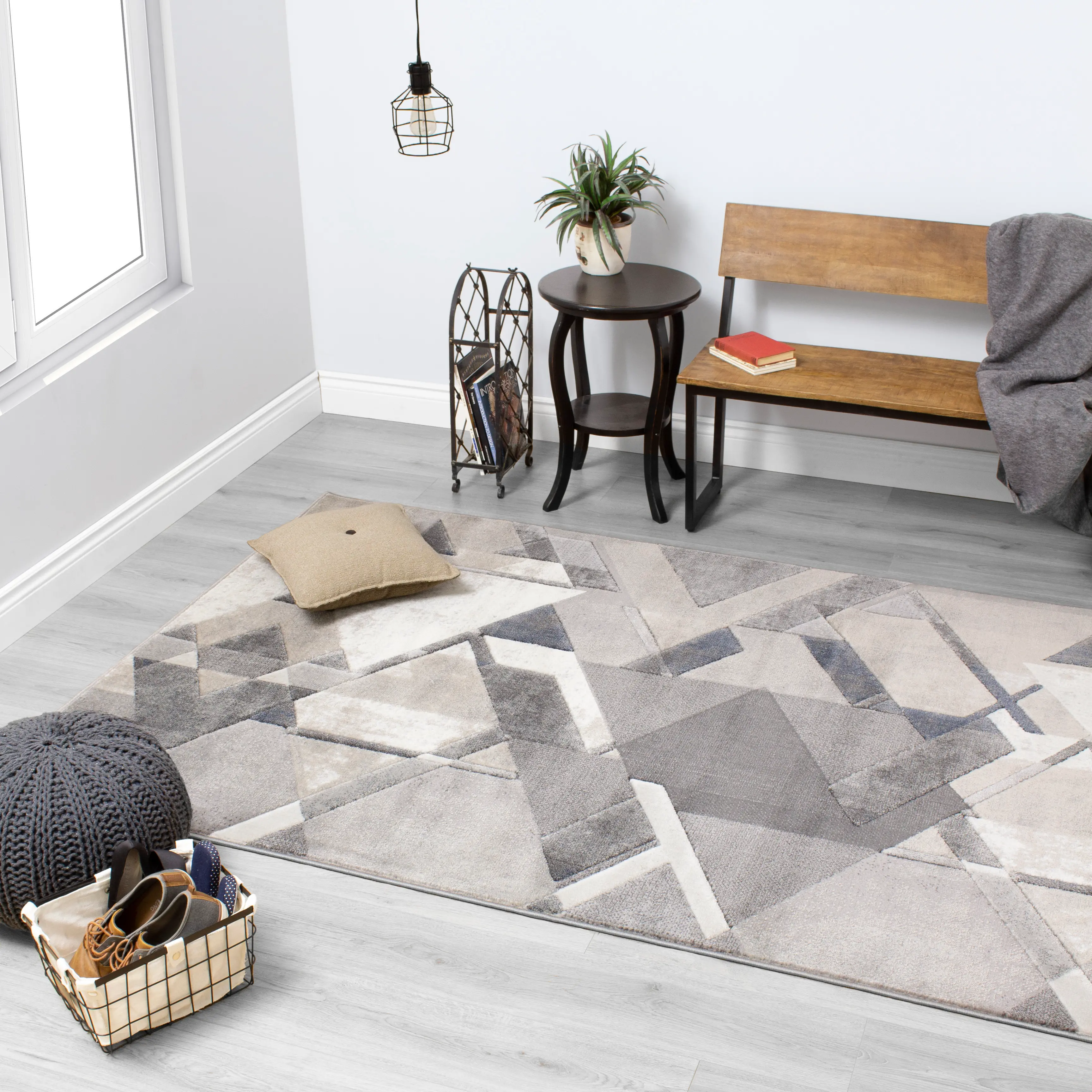 B881/5262/156/230 Alida 5 x 8 Gray, Blue, Charcoal, and Cream Area Rug-2