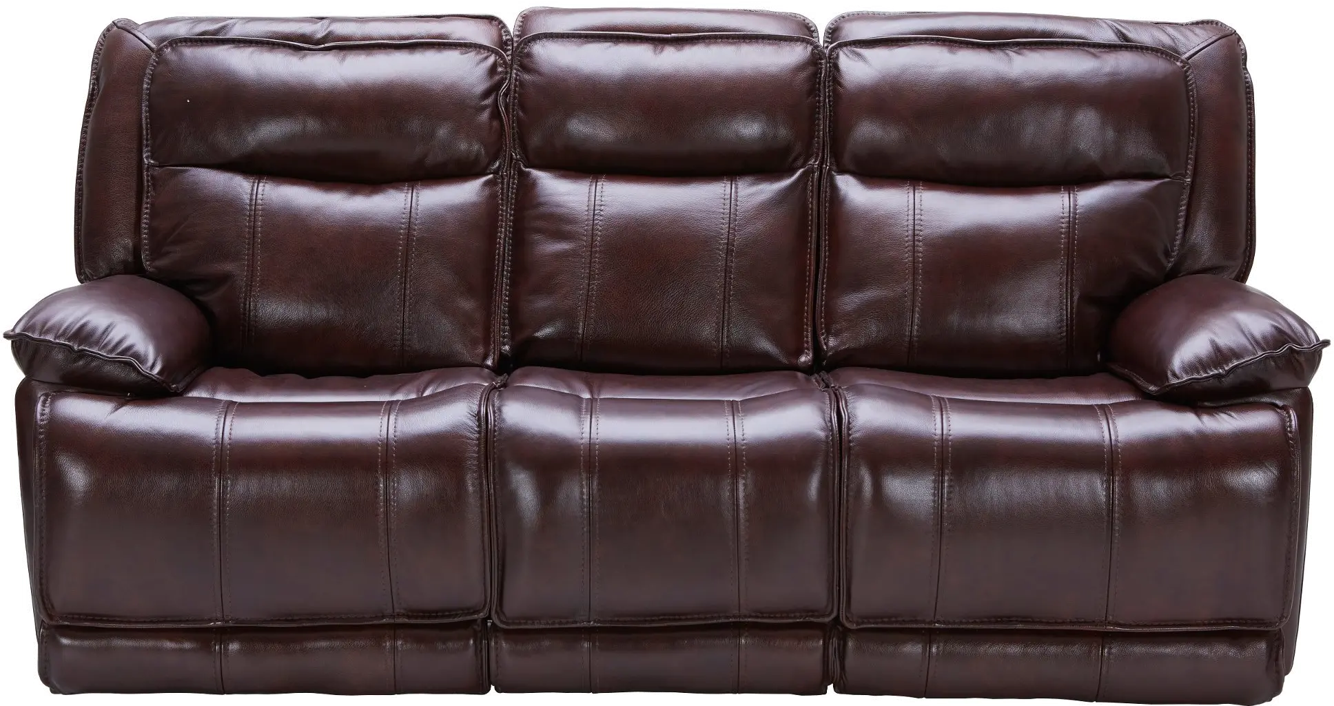 Triple Play Burgundy Leather-Match Power Reclining Sofa-1