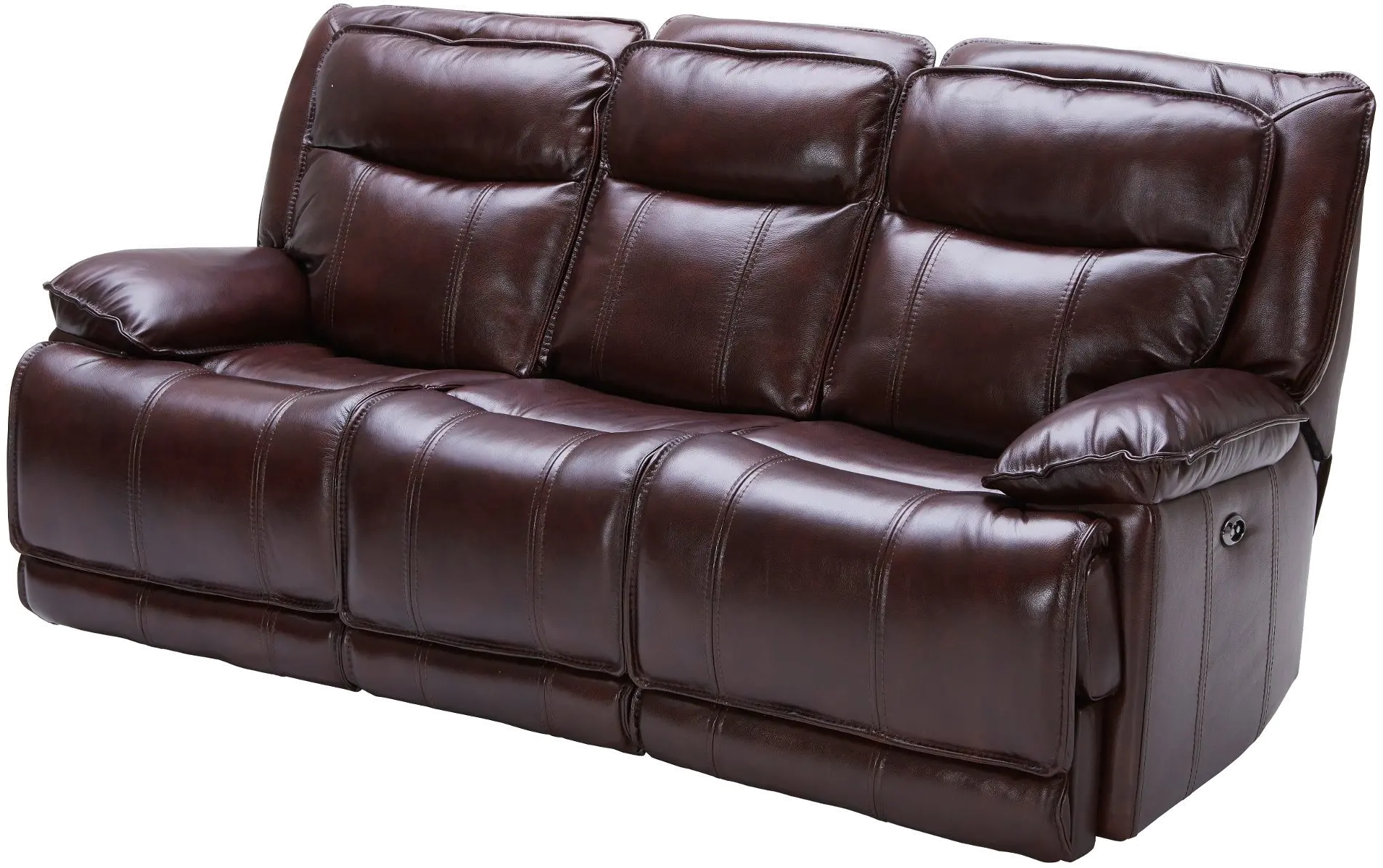 Triple Play Burgundy Leather-Match Power Reclining Sofa-3
