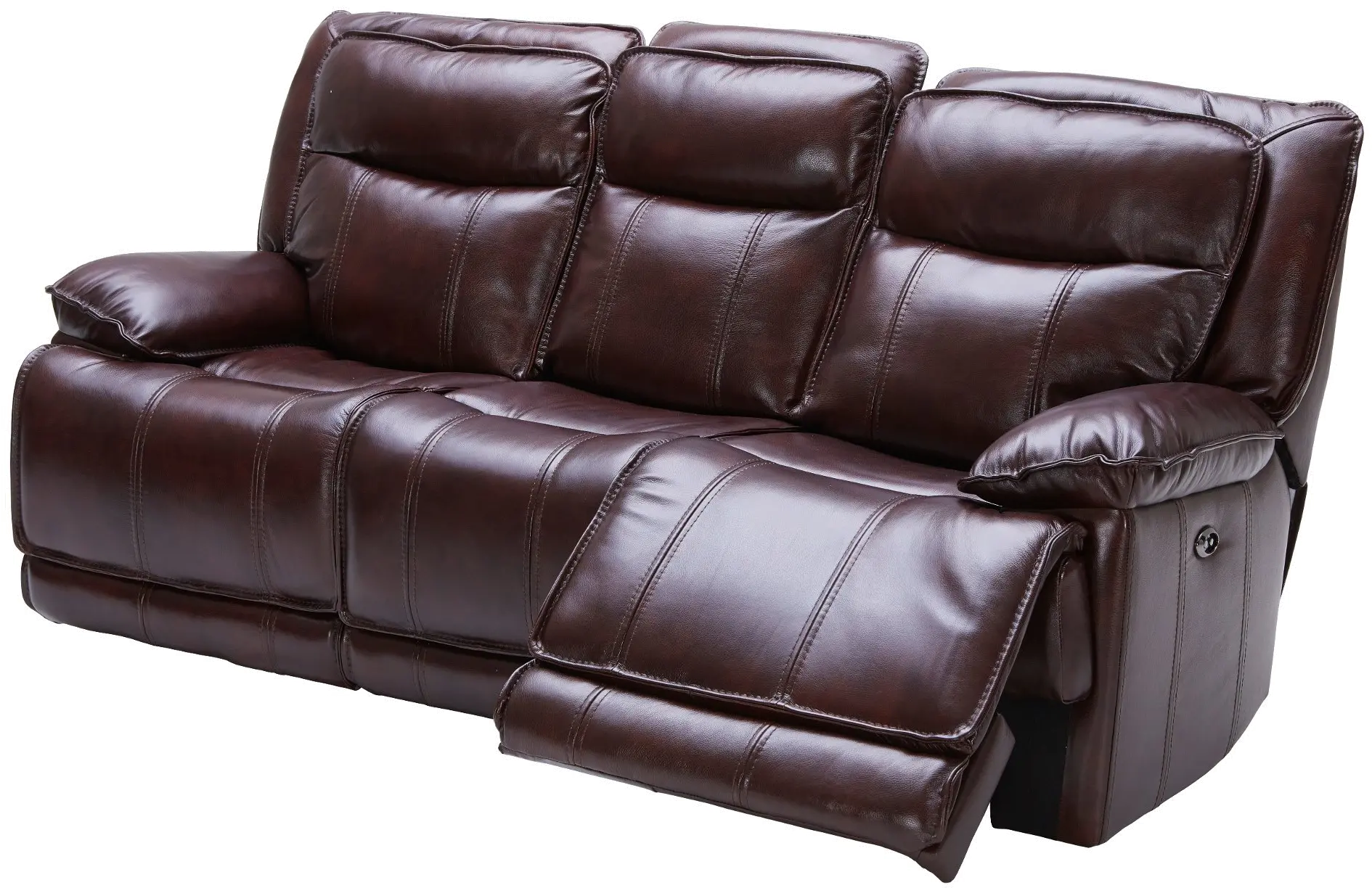 Triple Play Burgundy Leather-Match Power Reclining Sofa-4
