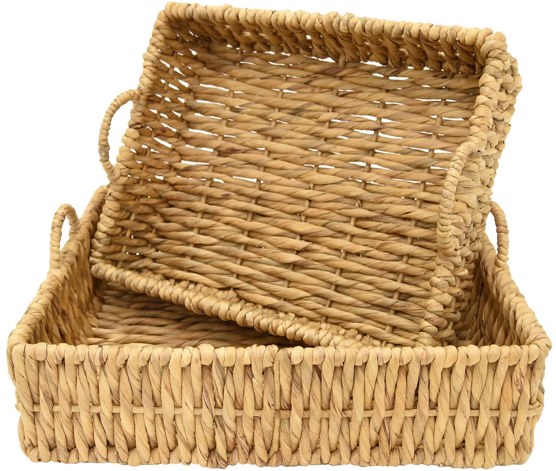 20 Inch Natural Finish Rectangular Tray with Handles-1