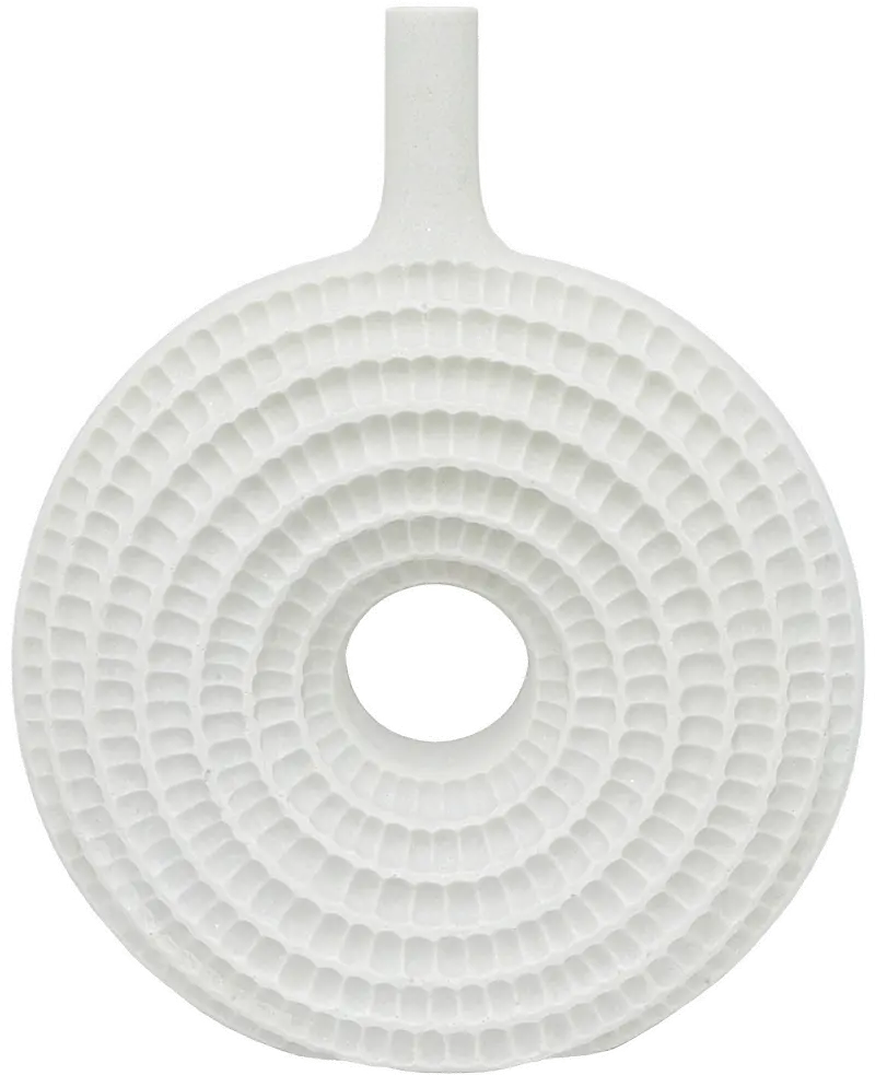 18 Inch White Round Ceramic Textured Vase