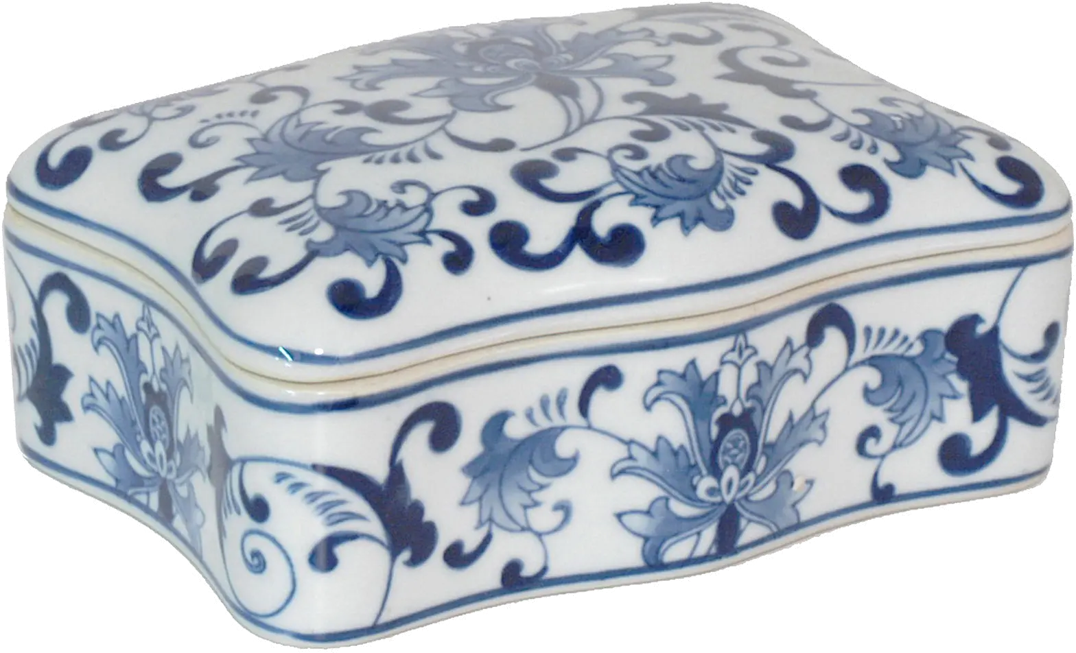 White and Blue Floral Ceramic Box-1
