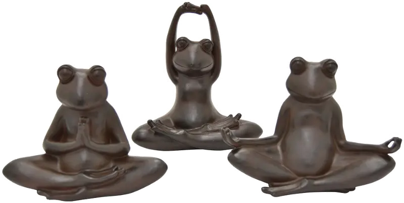 Assorted Bronze Yoga Frog Sculpture