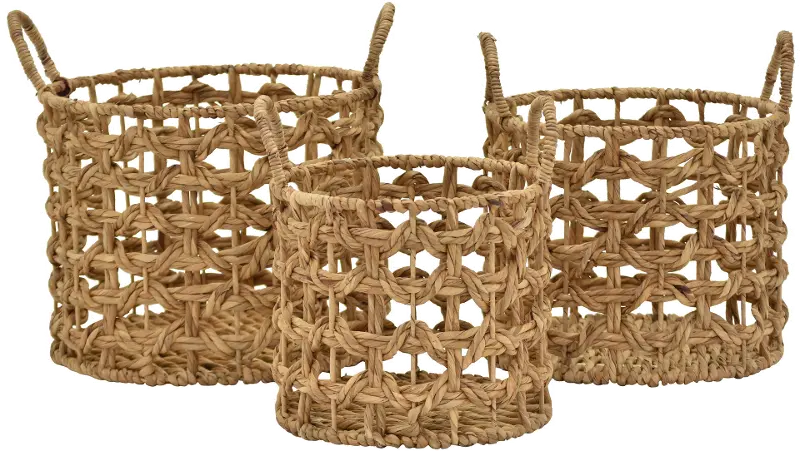 17 Inch Water Hyacinth Natural Basket with Handles