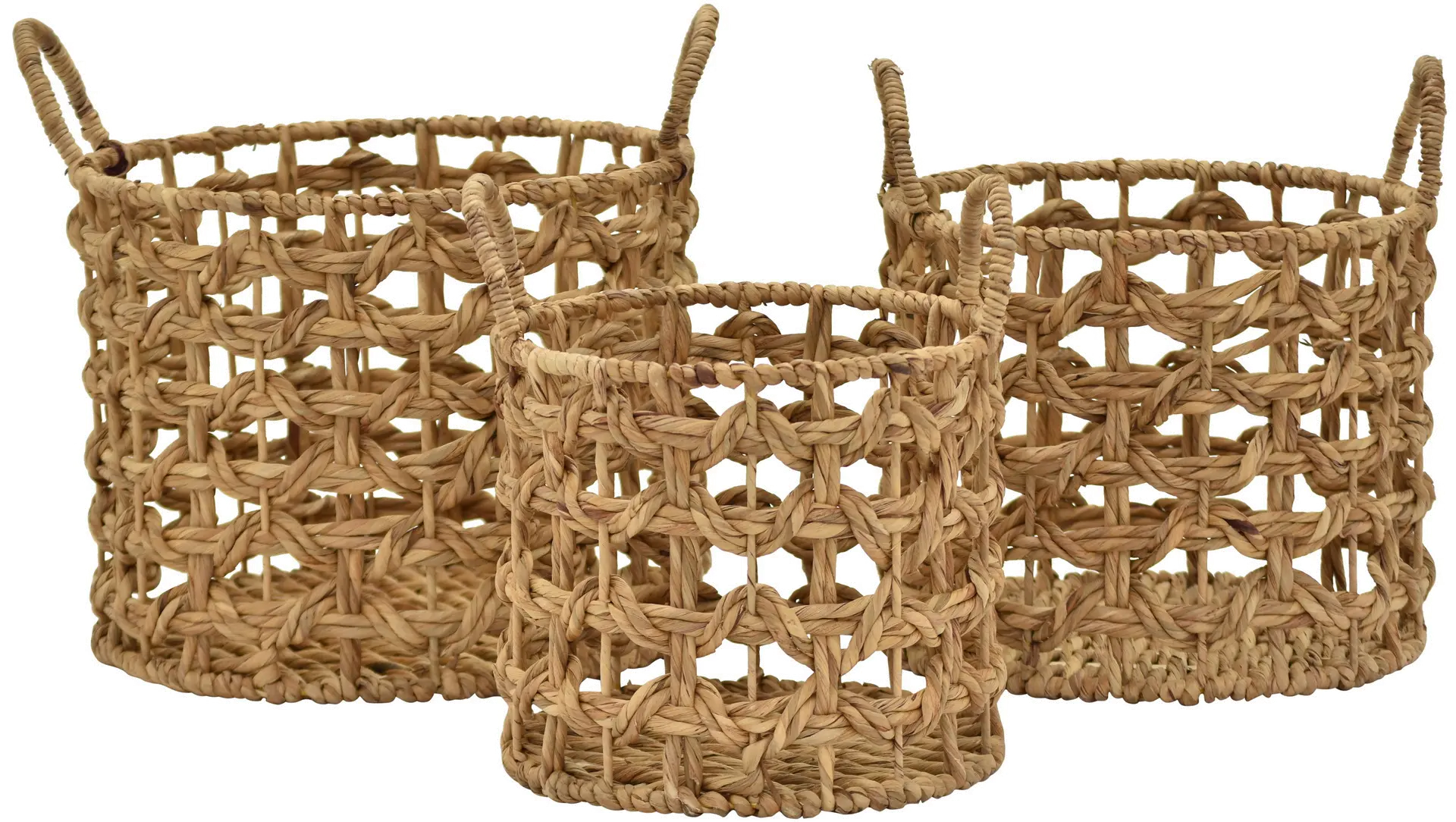 14 Inch Water Hyacinth Natural Basket with Handles-1