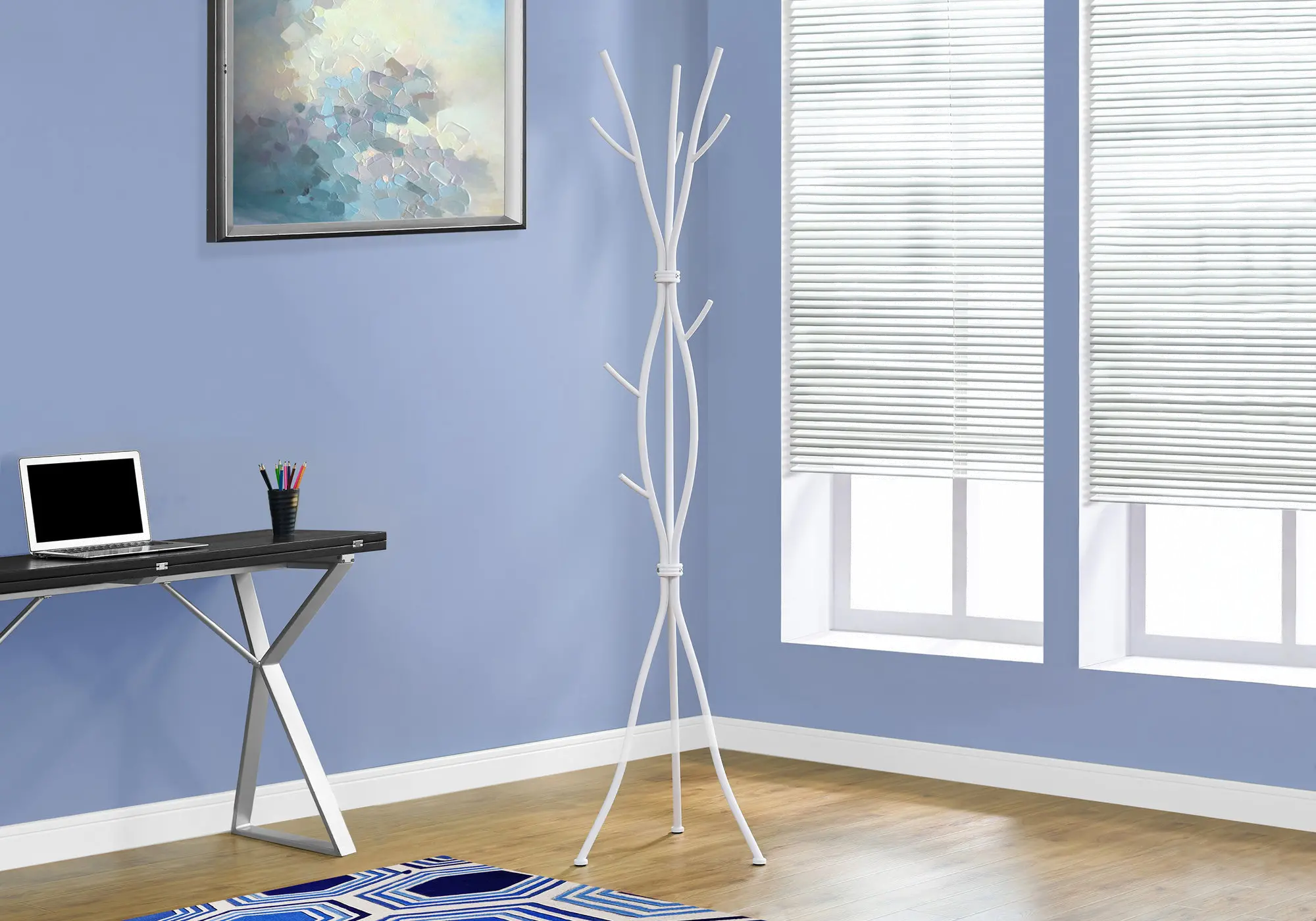 White Metal Contemporary Coat Rack-1