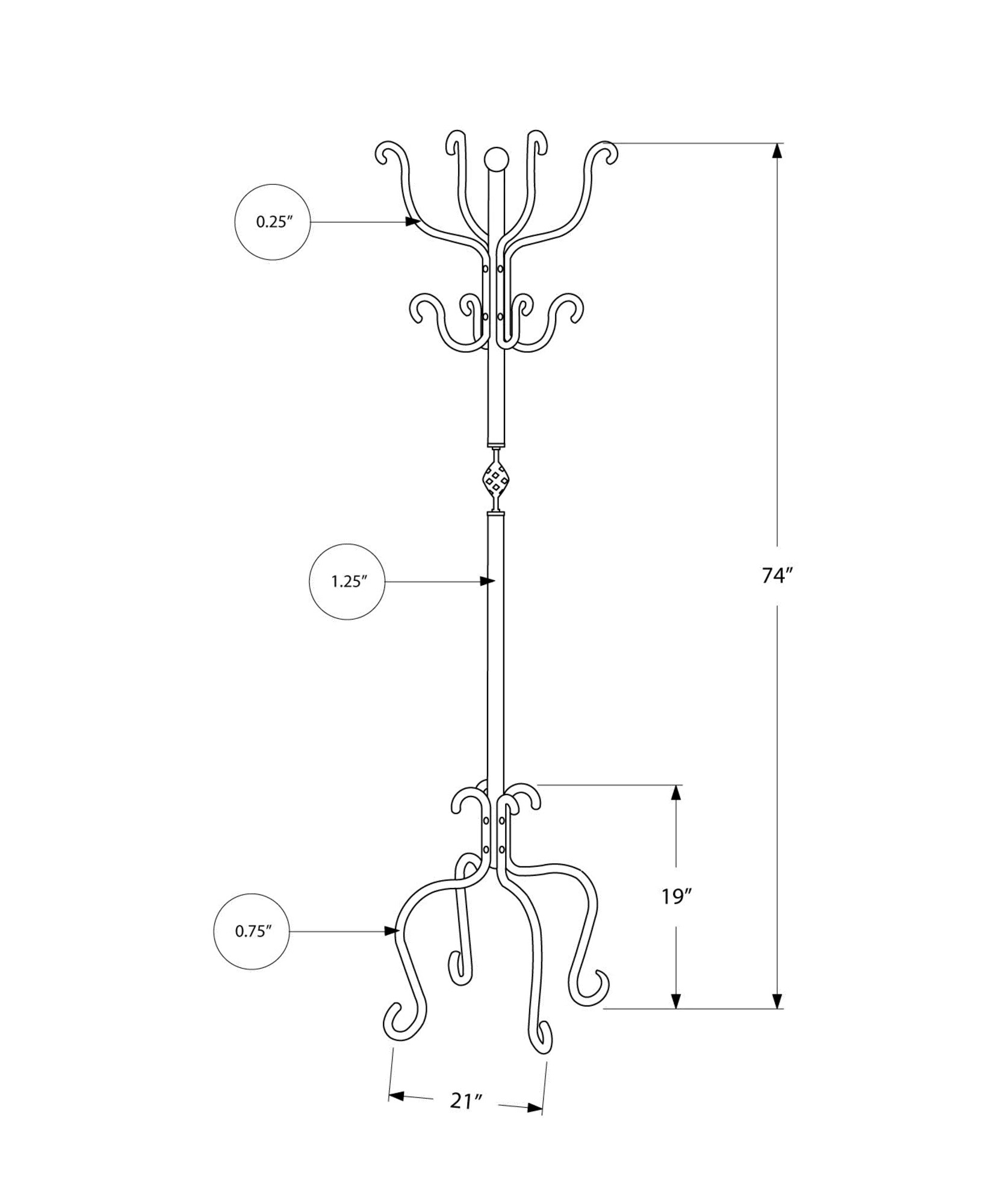 Black Metal Traditional Coat Rack-3