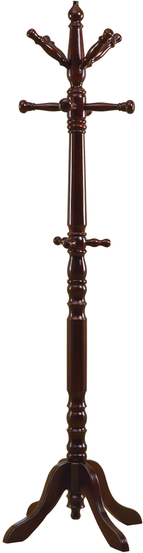 Dark Cherry Wood Traditional Coat Rack-1