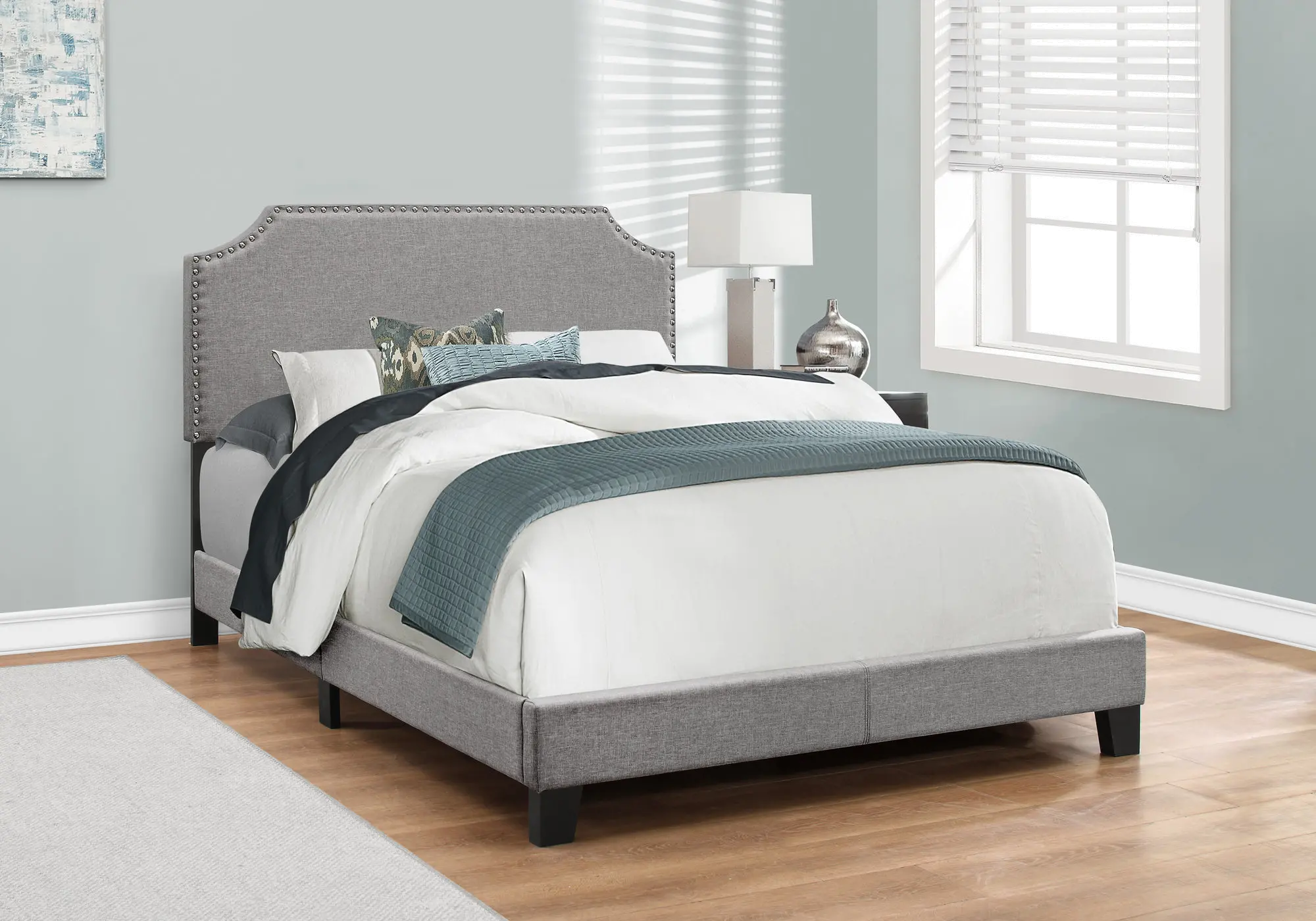 Classic Contemporary Gray Full Upholstered Bed-2
