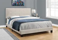 Contemporary Beige Queen Upholstered Bed