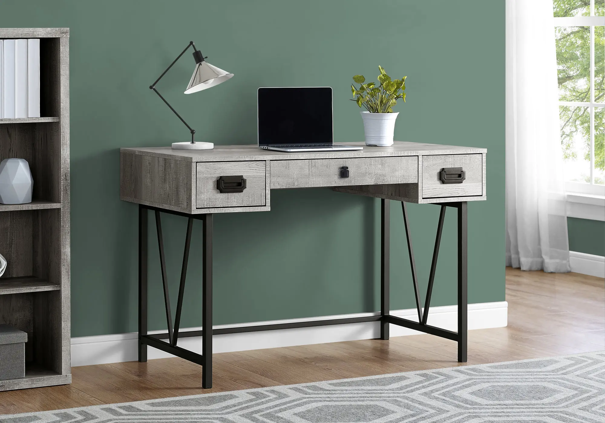 Gray Reclaimed Wood 48 Inch Wood Computer Desk-2