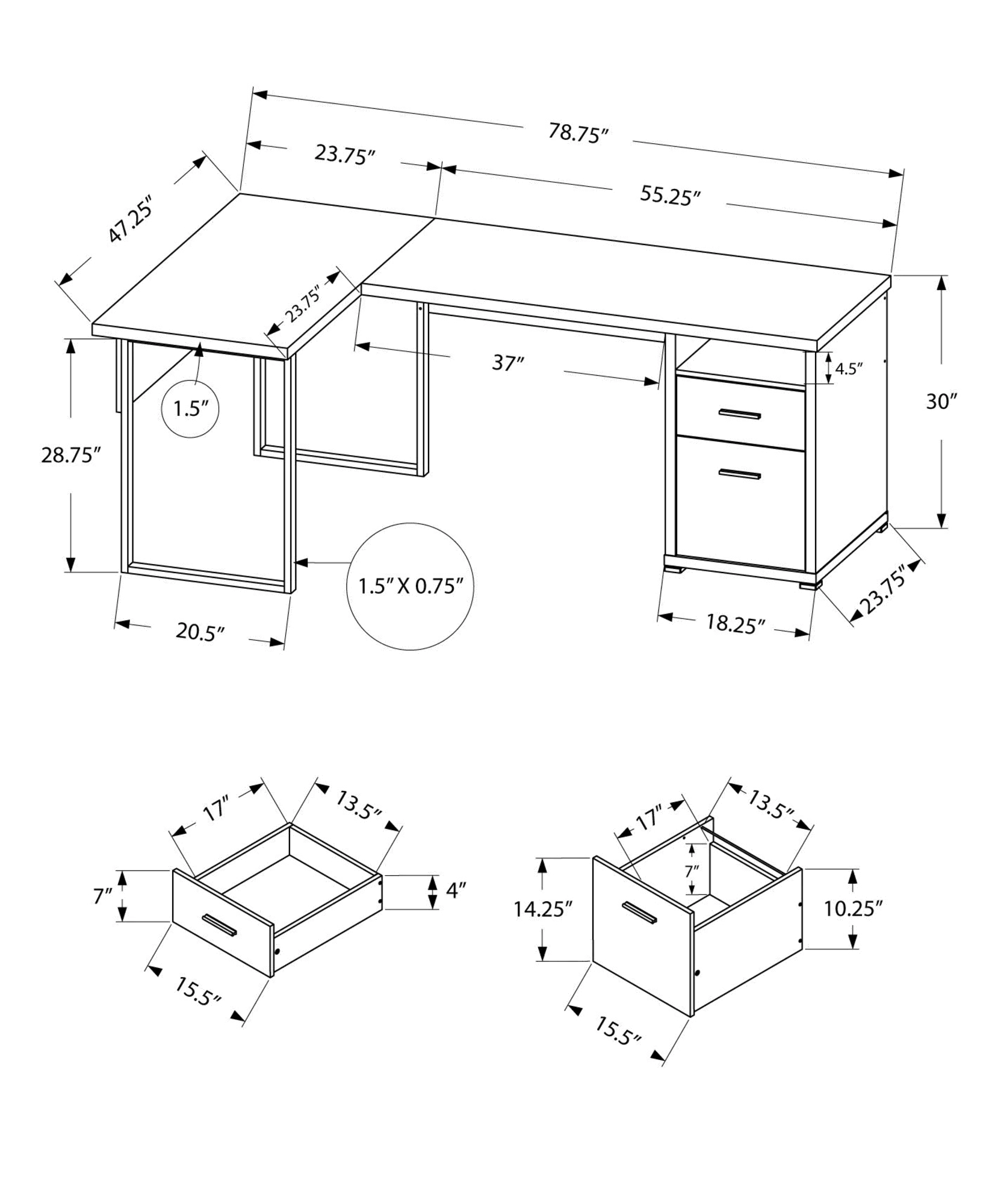 Gray L-Shaped Computer Desk-3