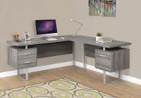Dark Taupe 60 Inch L-Shaped Computer Desk 
