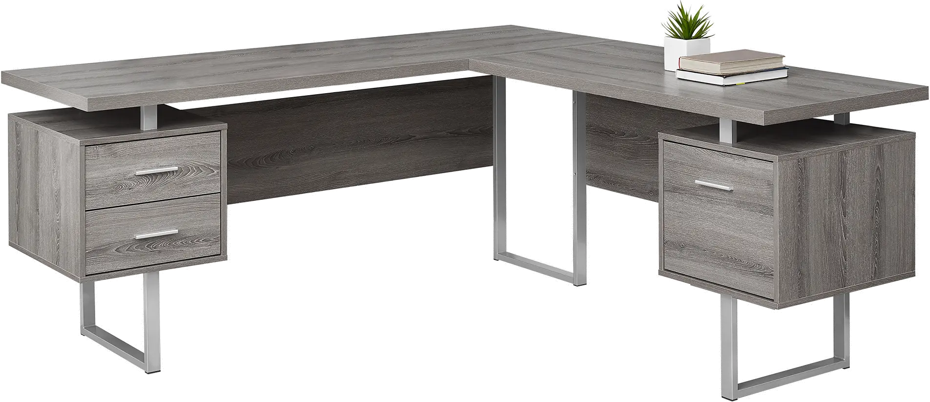 Dark Taupe 60 Inch L-Shaped Computer Desk -3