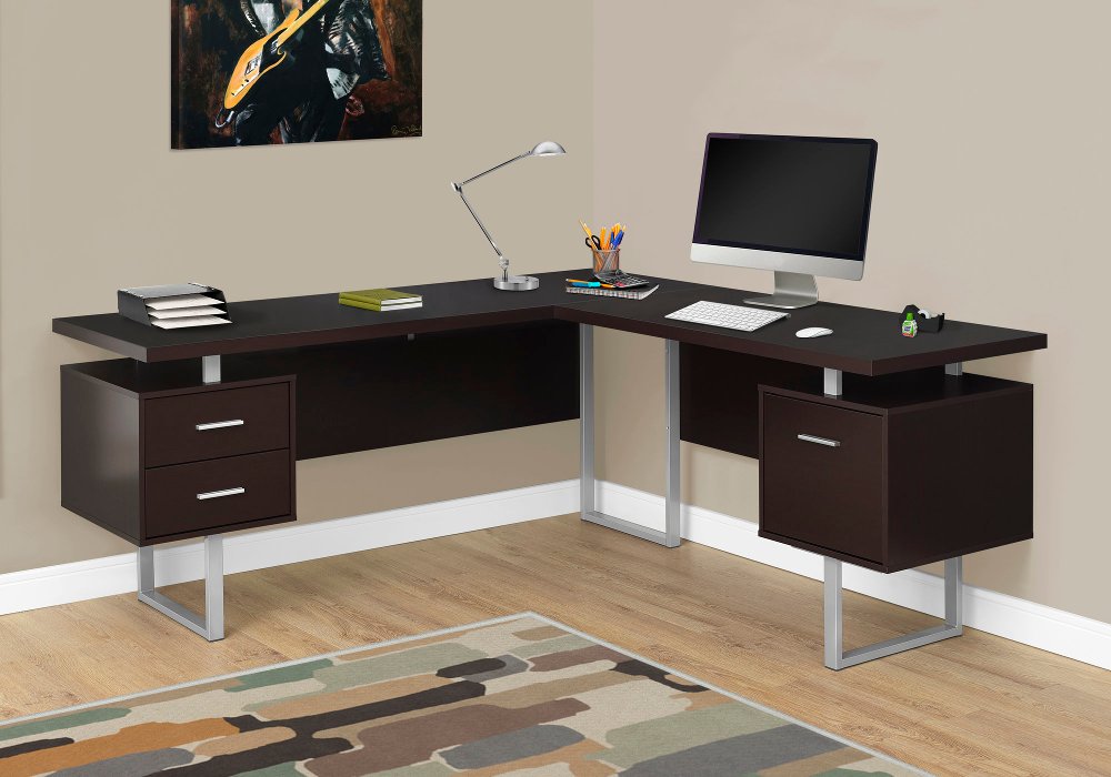 Cappuccino 60 Inch L-Shaped Computer Desk 