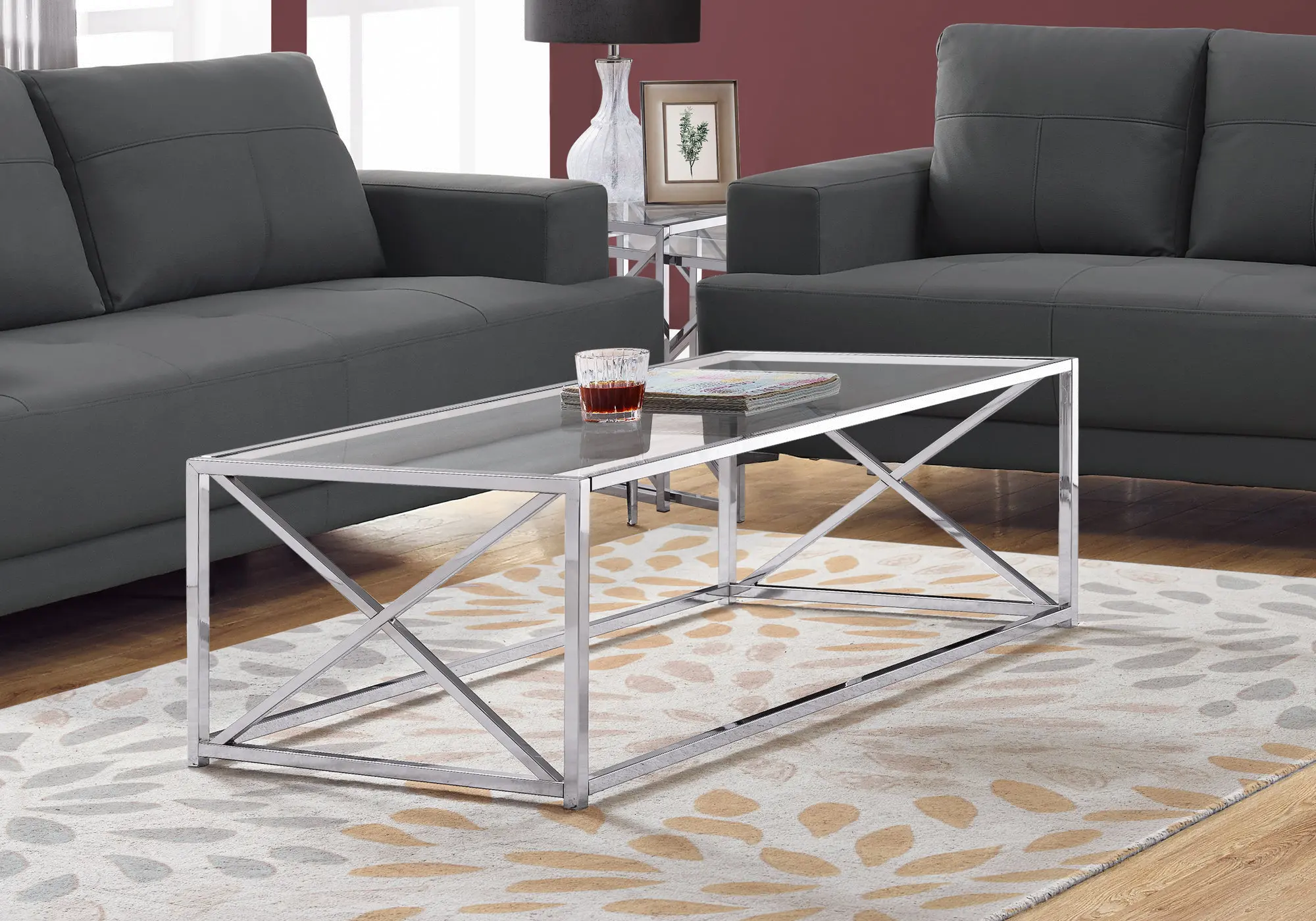 Chrome Metal Coffee Table - Marie-2
