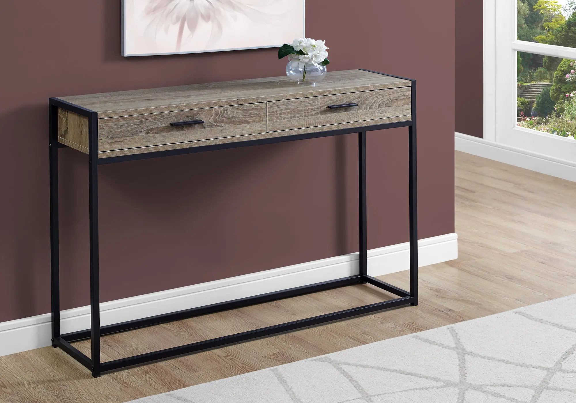 Dark Taupe and Black Metal 48 Inch Console Table-2