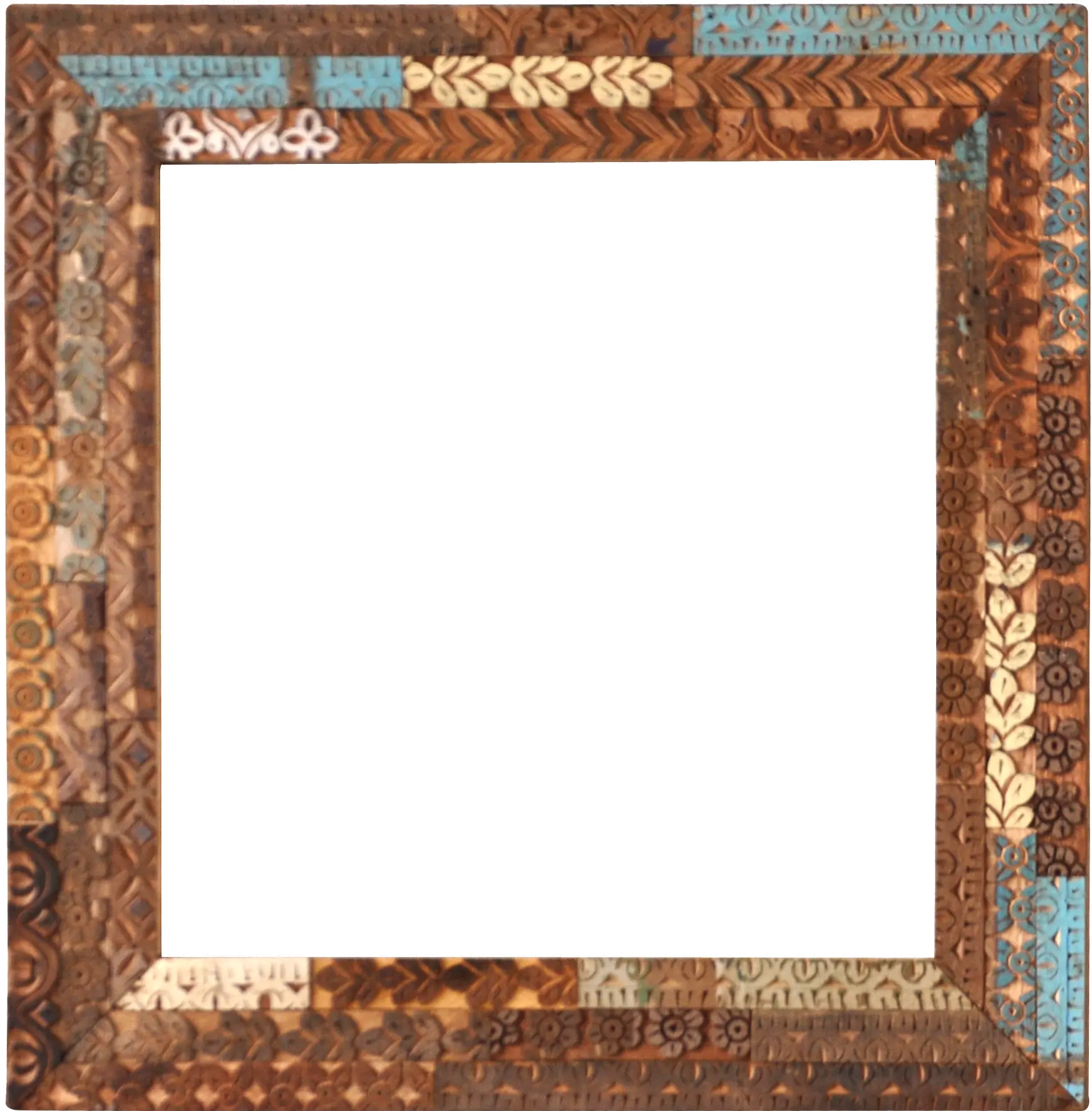 36 Inch Square Multi Color Antique Mirror-1