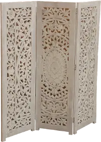 White 3 Panel Antique Screen