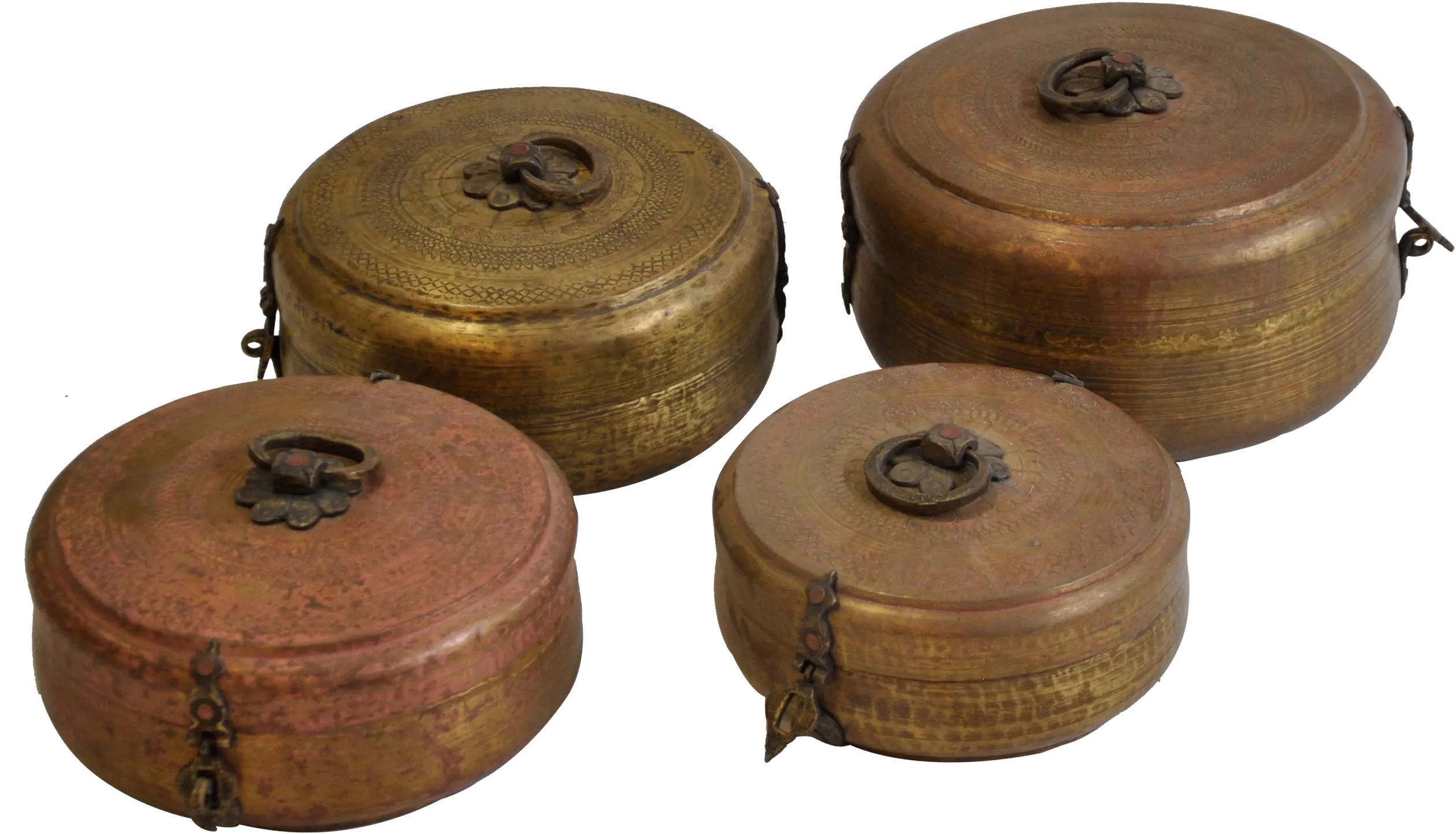 Assorted Antique Lidded Brass Pot-1