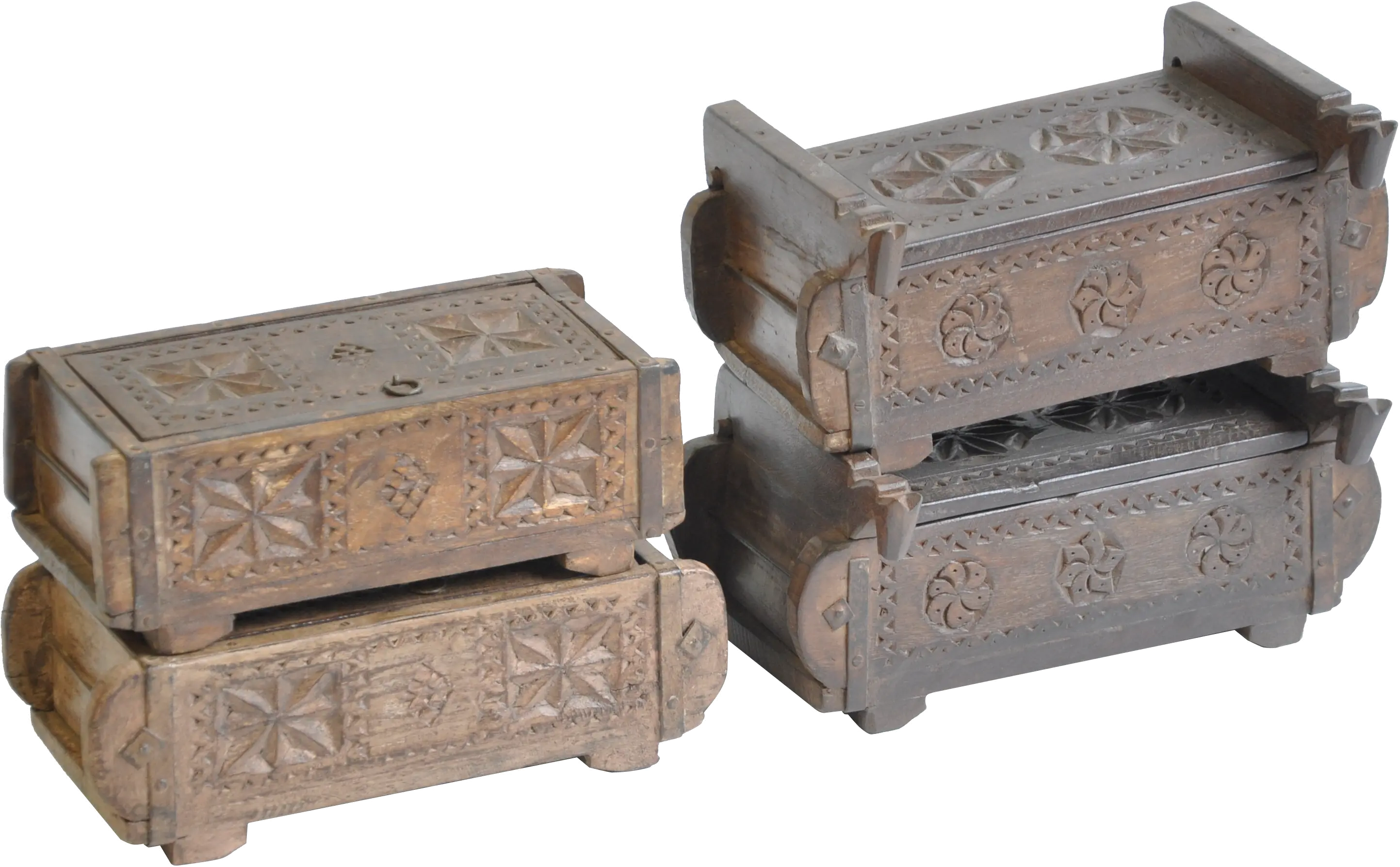Assorted Antique Ornate Wooden Spice Box-1