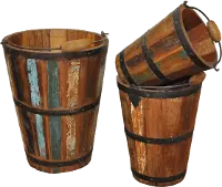 Small Antique Wooden Bucket with Handle