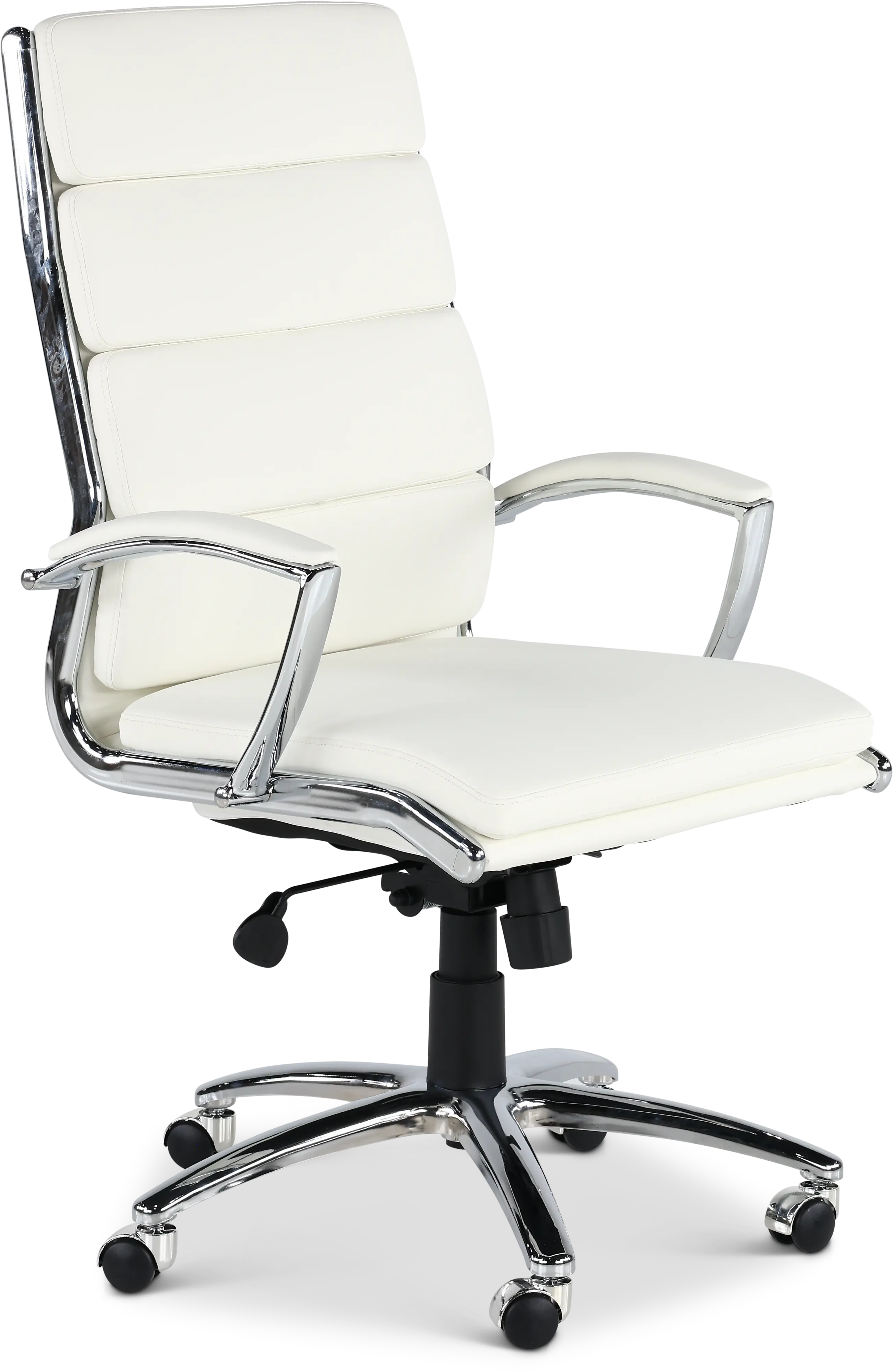 Modern White Office Chair with Padded Armrest-1