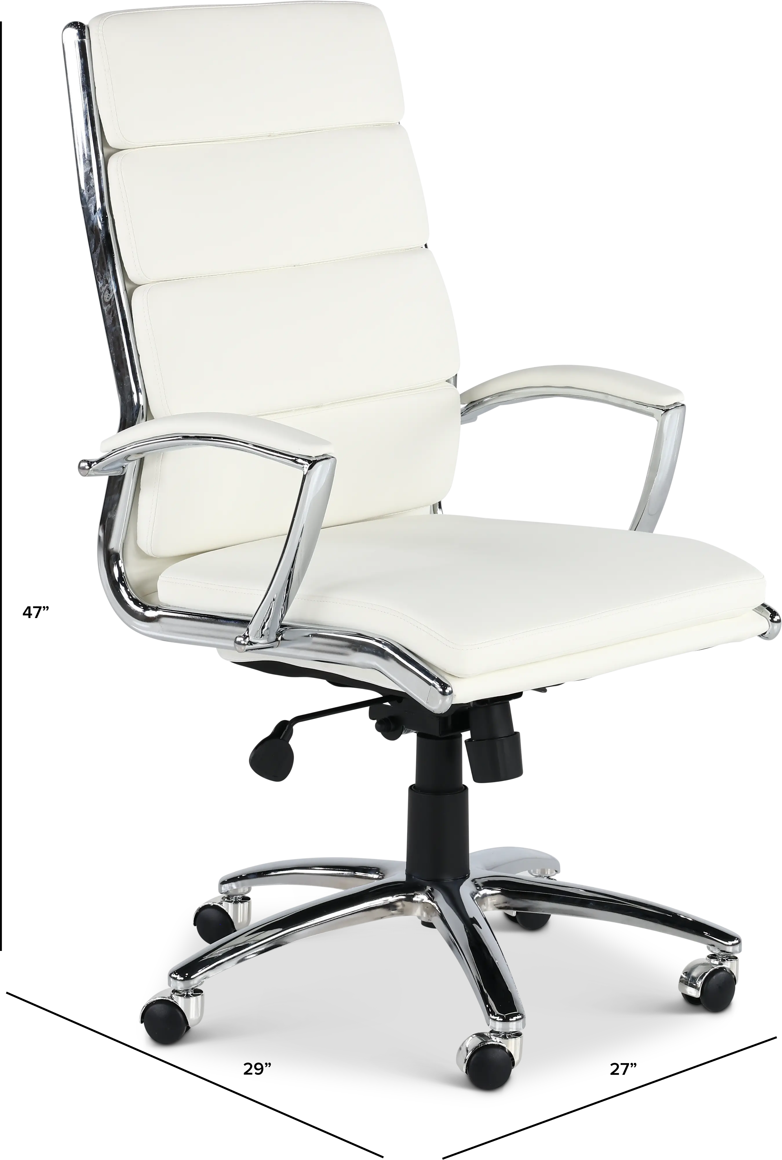 Modern White Office Chair with Padded Armrest-3