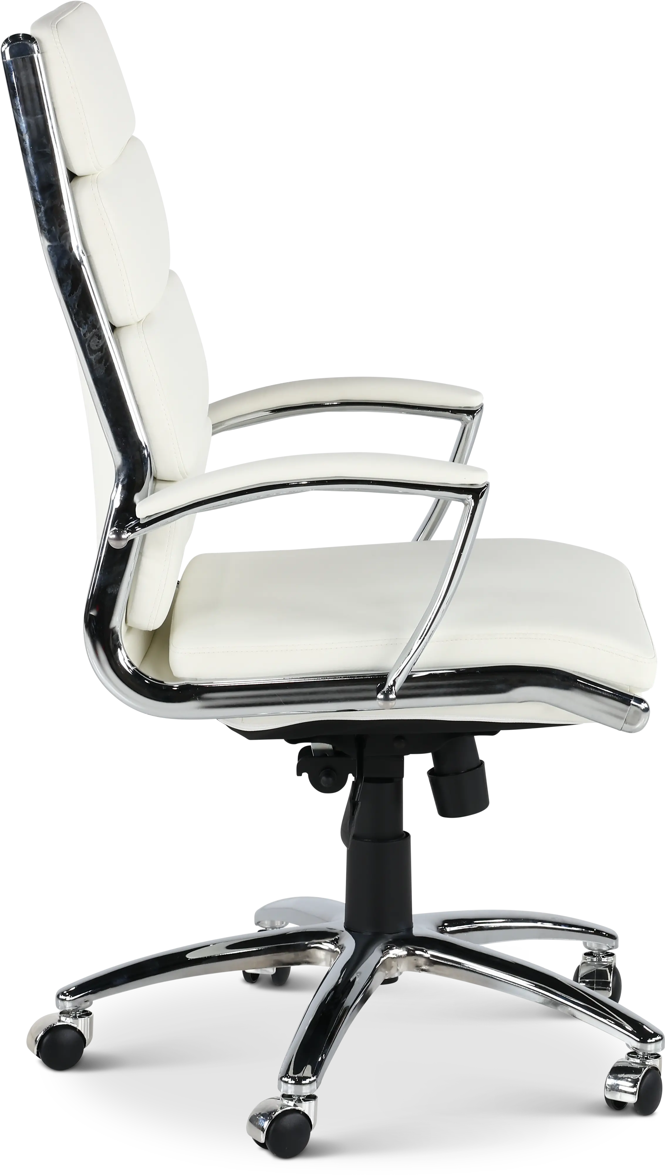 Modern White Office Chair with Padded Armrest-4
