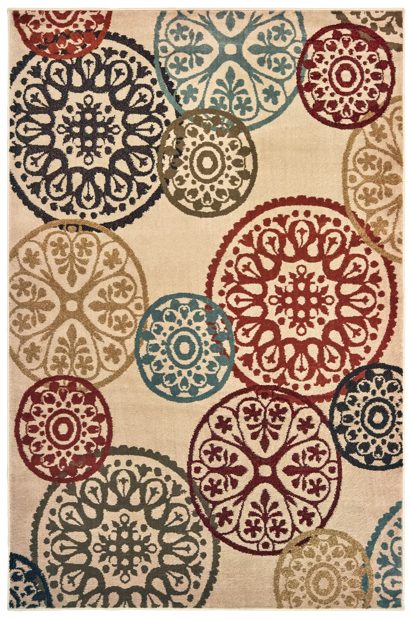 Laurel 5 x 7 Circle Red, Blue, and Green Area Rug-1