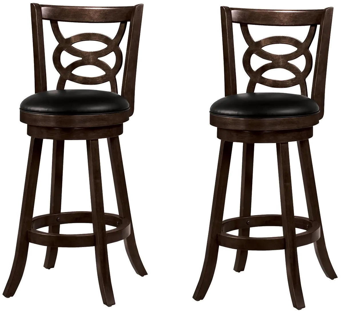 Transitional Espresso Brown Swivel Bar Stool (Set of 2)-1