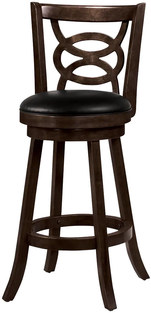 Transitional Espresso Brown Swivel Bar Stool (Set of 2)-2