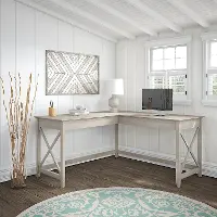 KWD160WG-03 Key West Washed Gray L Shaped Desk - Bush Furniture