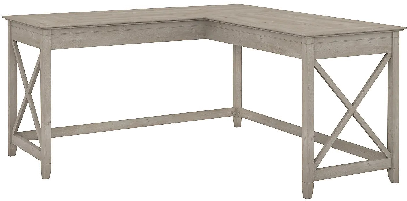 KWD160WG-03 Key West Washed Gray L Shaped Desk - Bush Furniture-1