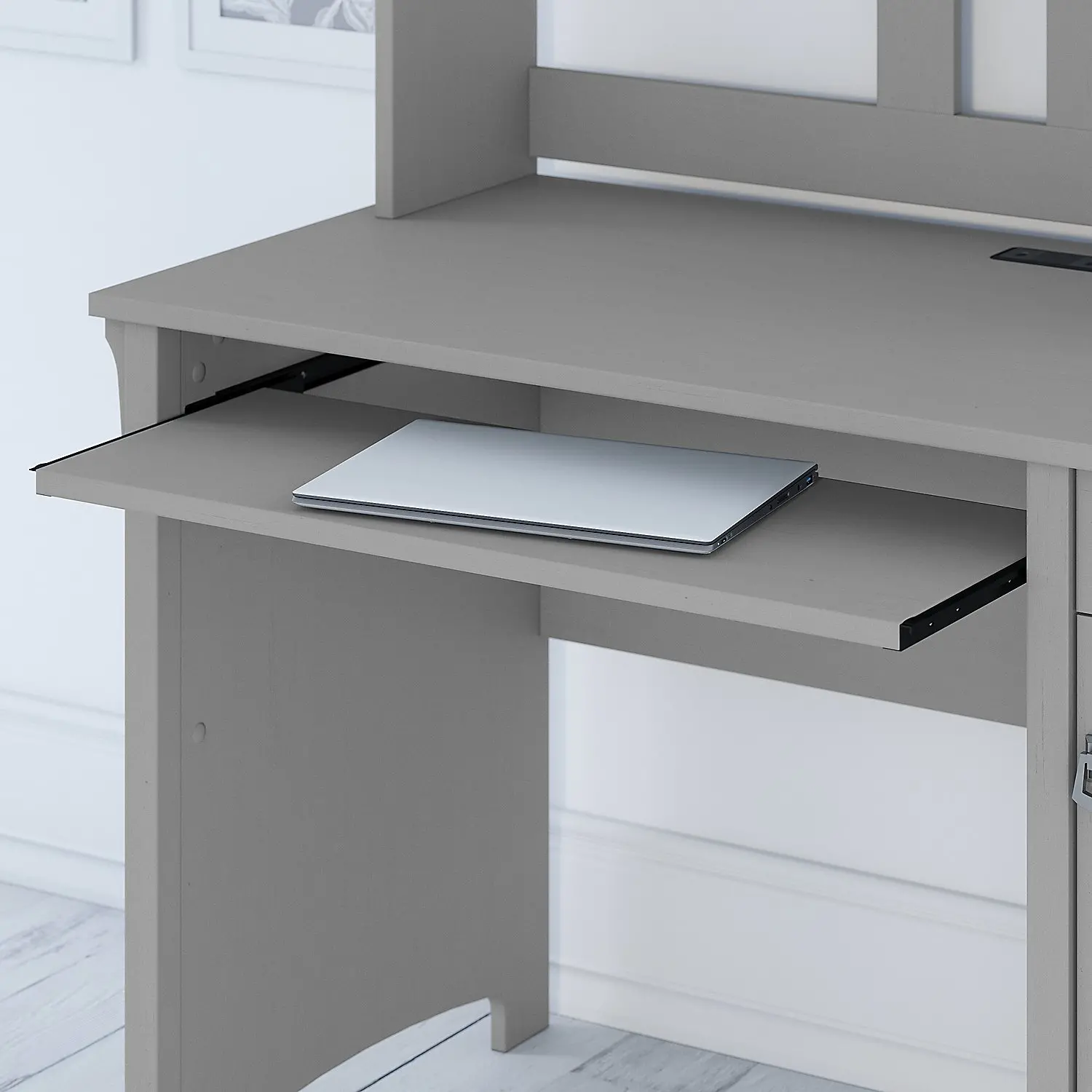 MY72308-03 Cape Cod Gray Computer Desk with Hutch - Bush Furniture-3