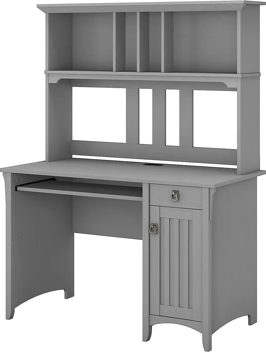 MY72308-03 Cape Cod Gray Computer Desk with Hutch - Bush Furniture-1