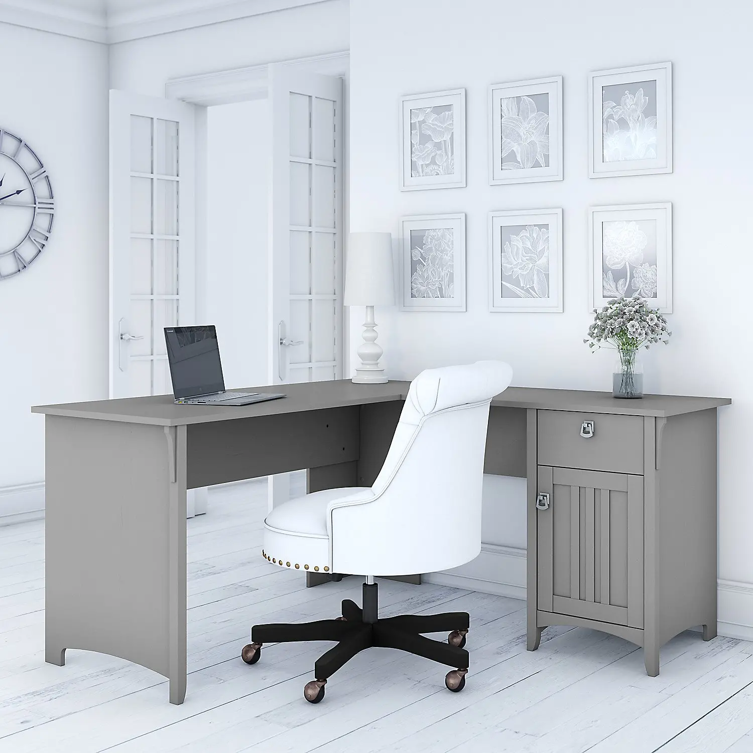 SAD160CG-03 Salinas Cape Cod Gray L Shaped Desk with Storage - Bush Furniture-2