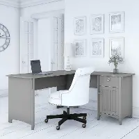 SAD160CG-03 Salinas Cape Cod Gray L Shaped Desk with Storage - Bush Furniture