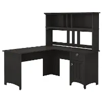 SAL004VB Salinas Black L Shaped Pedestal Desk with Hutch