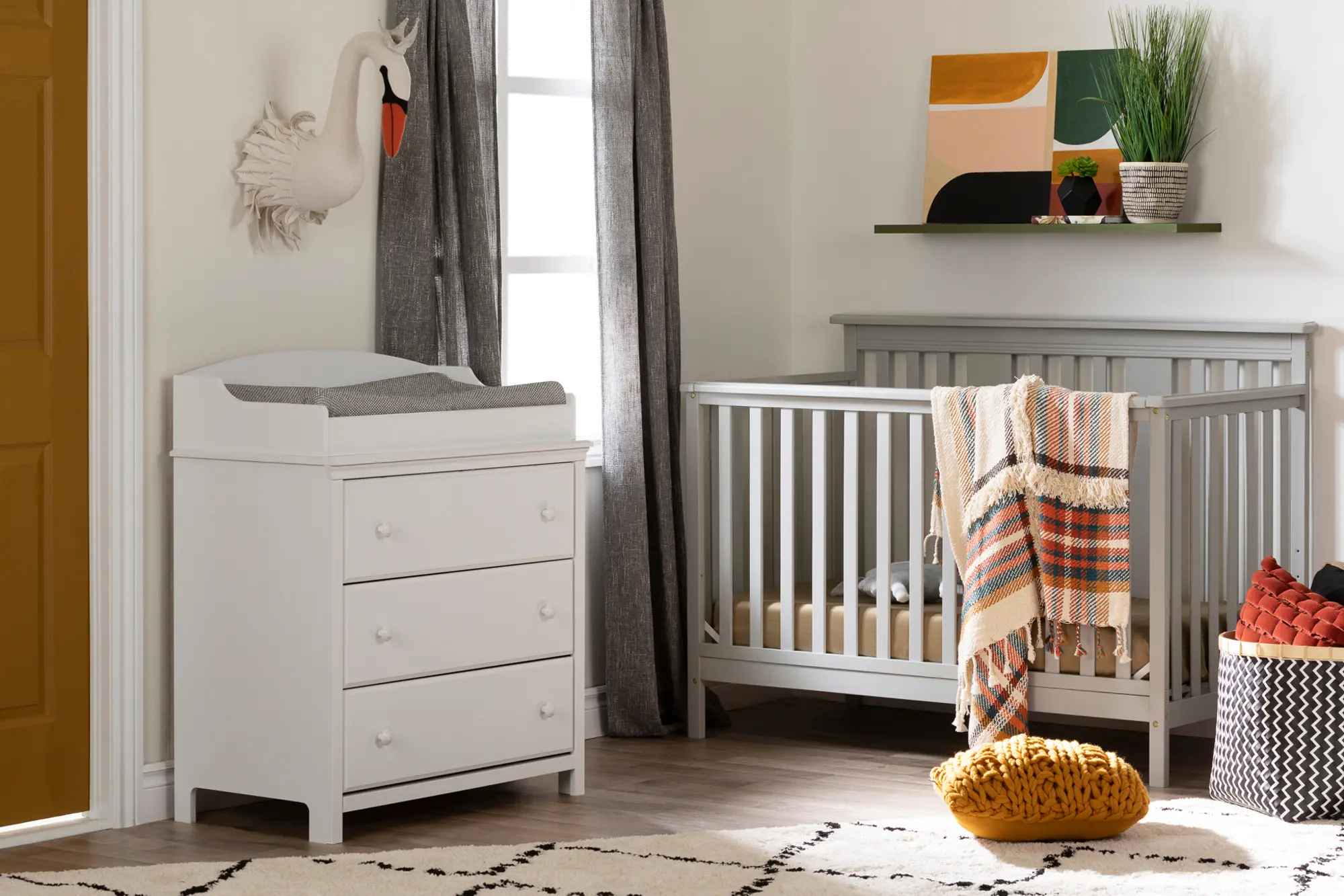11851 Cotton Candy Gray Crib with Toddler Rail - South Shore-5