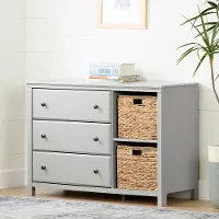 12138 Cotton Candy Gray 3 Drawer Dresser with Baskets - South Shore